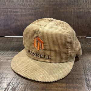 Haskell Hat Cap Snap Back Tan Corduroy Hat Mens Vintage Beige Made USA